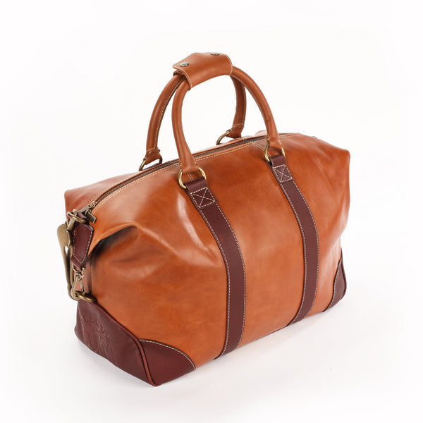 Italian Leather Duffle Bag - Burgundy