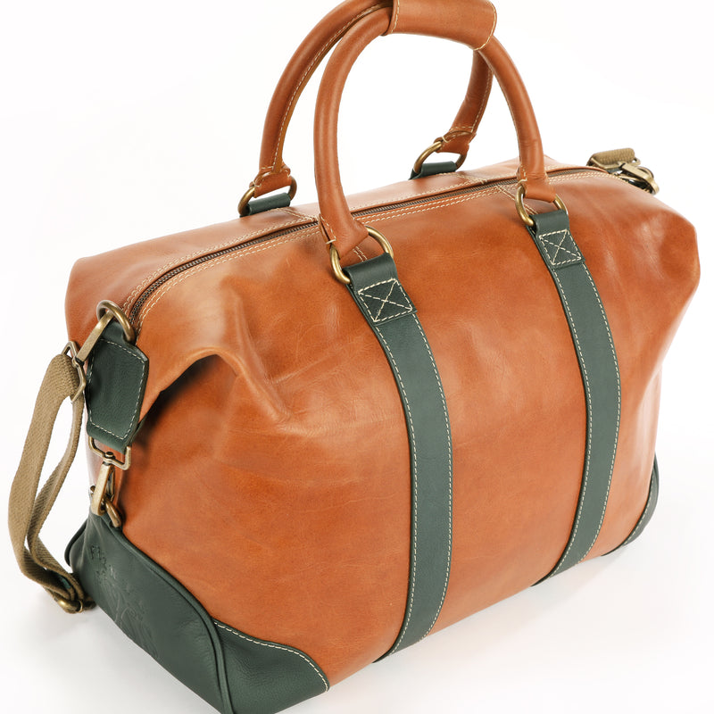 Italian Leather Duffle Bag - Olive